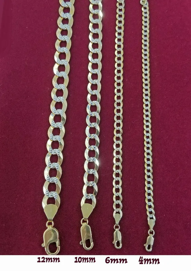 Gold and Diamond Bracelets 14k Solid Yellow Gold Cuban Link Bracelet Diamond Cut Men Women 7 9 inch Real