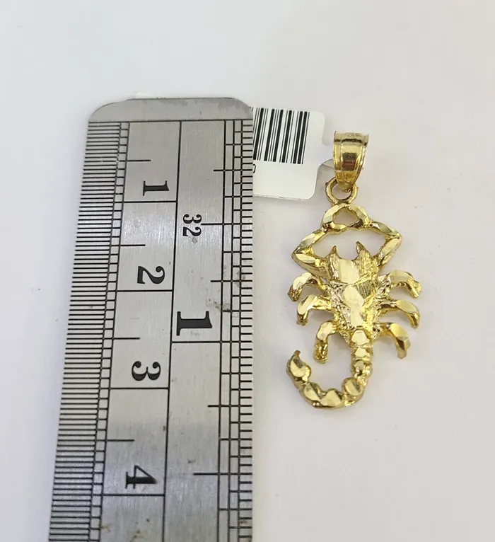 Gold and Diamond Necklaces 10k Solid Rope Chain 2mm Necklace Scorpion Pendant Charm SET 1824 in