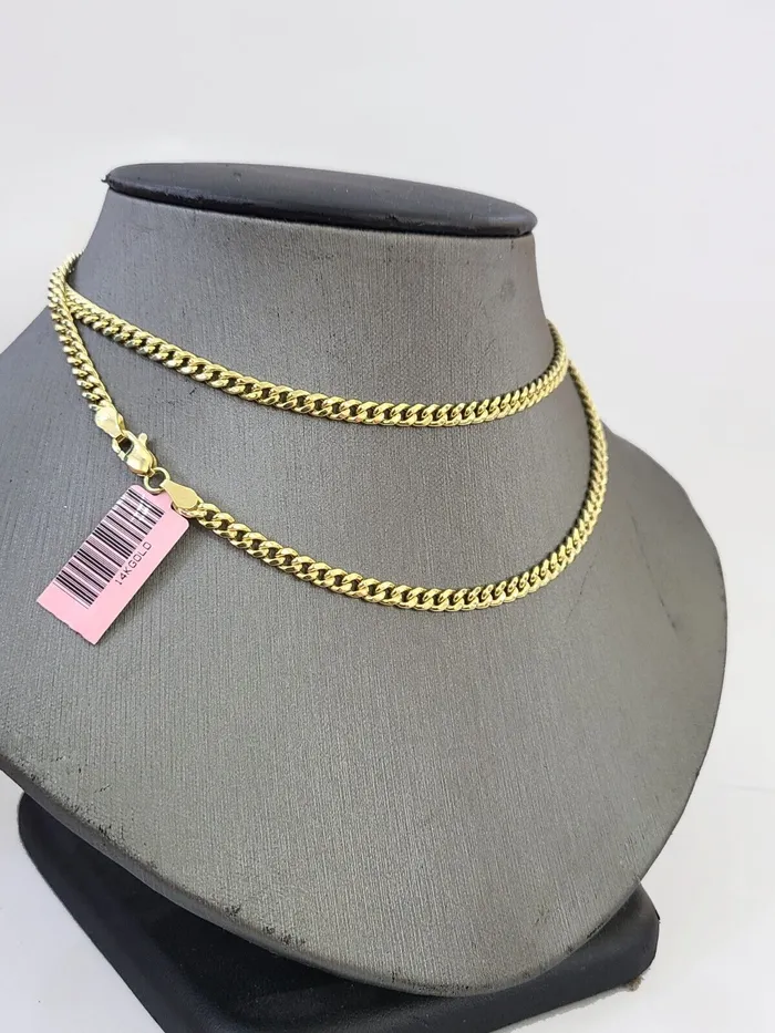 Gold and Diamond Necklaces 14k Gold Miami Cuban Link Chain Necklace 4mm 22 box Lock REAL 14kt Yellow Gold Gold and Diamond Necklaces 14k Gold Miami Cuban Link Chain Necklace 4mm 22 box Lock REAL 14kt Yellow Gold