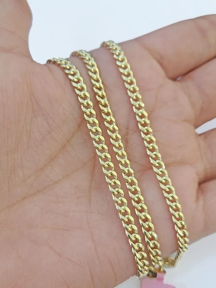 Gold and Diamond Necklaces 14k Gold Miami Cuban Link Chain Necklace 4mm 22 box Lock REAL 14kt Yellow Gold