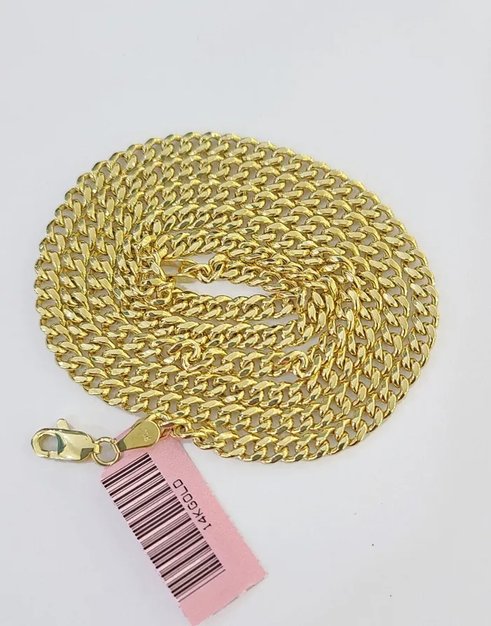 Gold and Diamond Necklaces 14k Gold Miami Cuban Link Chain Necklace 4mm 22 box Lock REAL 14kt Yellow Gold