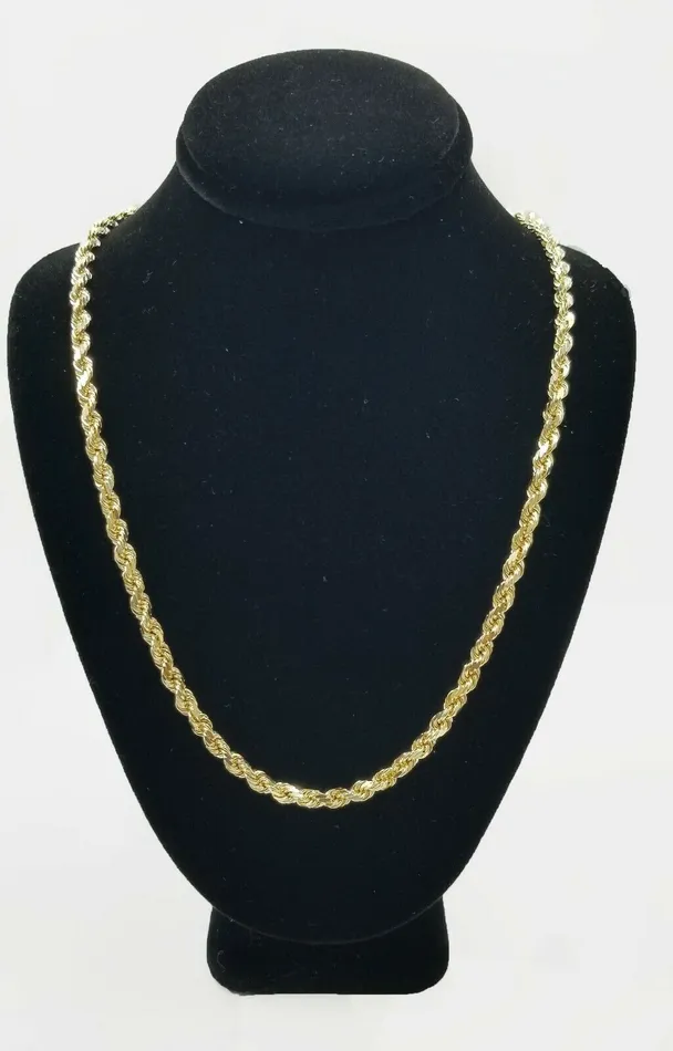 Gold and Diamond SOLID 10k Yellow Gold Rope Chain Diamond Cut 4mm 18 Ladies Brand new Chain Real Necklaces Gold and Diamond SOLID 10k Yellow Gold Rope Chain Diamond Cut 4mm 18 Ladies Brand new Chain Real Necklaces