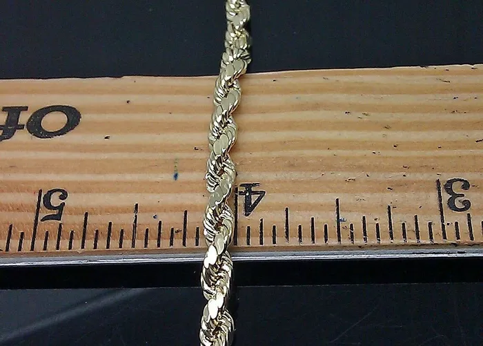 Gold and Diamond SOLID 10k Yellow Gold Rope Chain Diamond Cut 4mm 18 Ladies Brand new Chain Real Necklaces