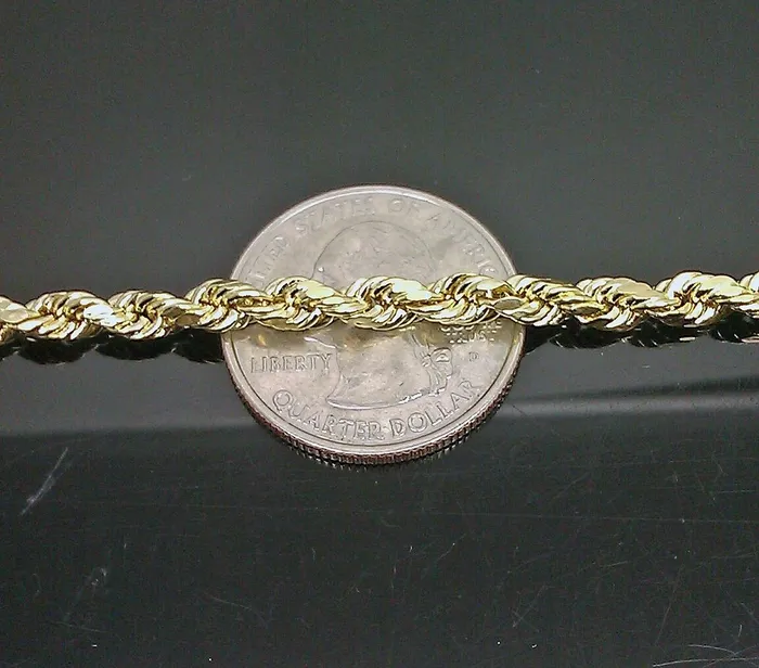 Gold and Diamond SOLID 10k Yellow Gold Rope Chain Diamond Cut 4mm 18 Ladies Brand new Chain Real Necklaces