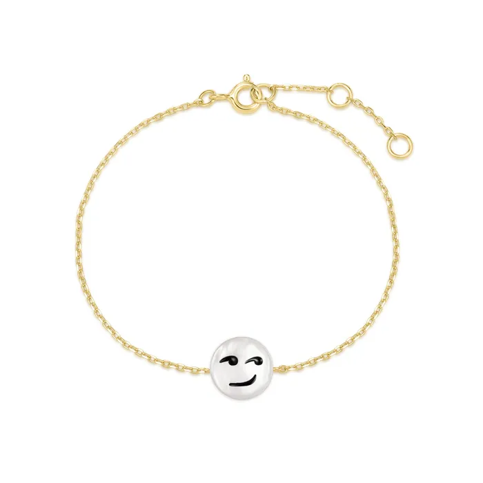 Happy Kids Smirk Bracelet White Mother of Pearl 14K Gold Plated 925 Silver Spirito Rosa Bracelets Happy Kids Smirk Bracelet White Mother of Pearl 14K Gold Plated 925 Silver Spirito Rosa Bracelets