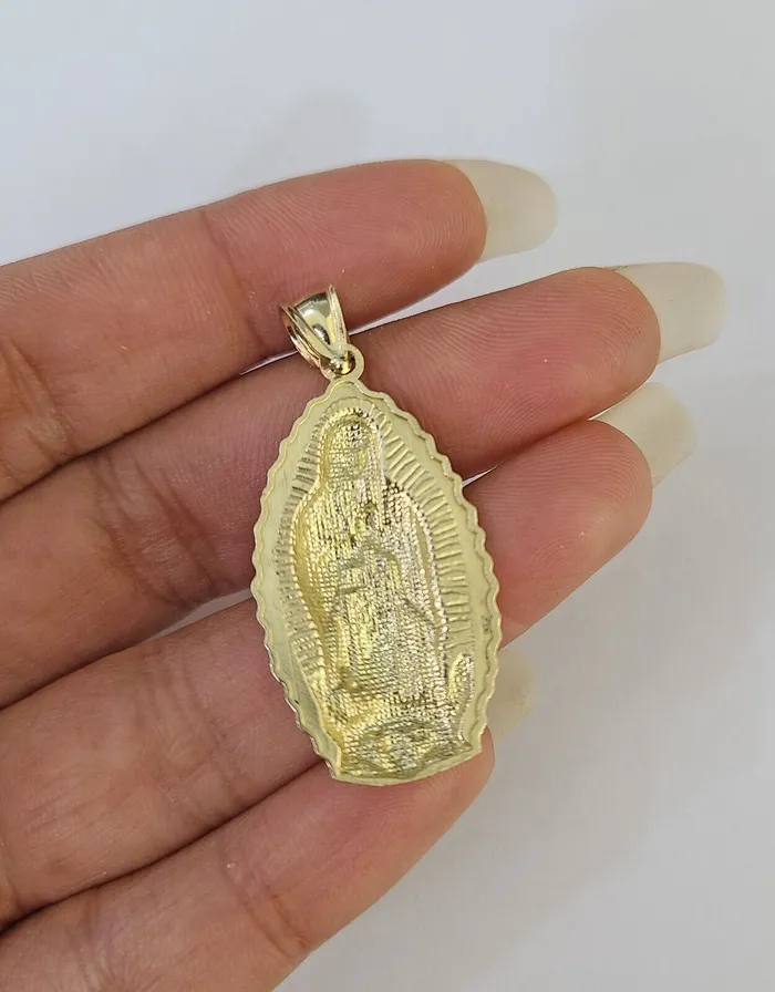 Necklaces 10k Miami Cuban Chain Virgin Mary Charm Set 4mm 1828 Necklace Yellow Gold Globalwatches10