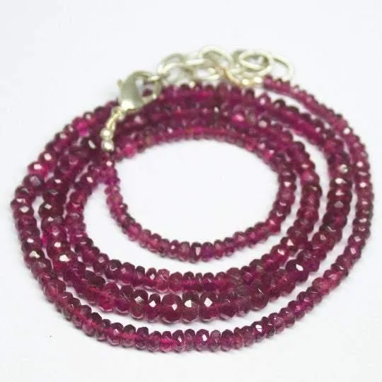 Necklaces Beads Supplies USA Natural Pink Tourmaline Faceted Rondelle Beads Necklace 3mm 4mm 21inches