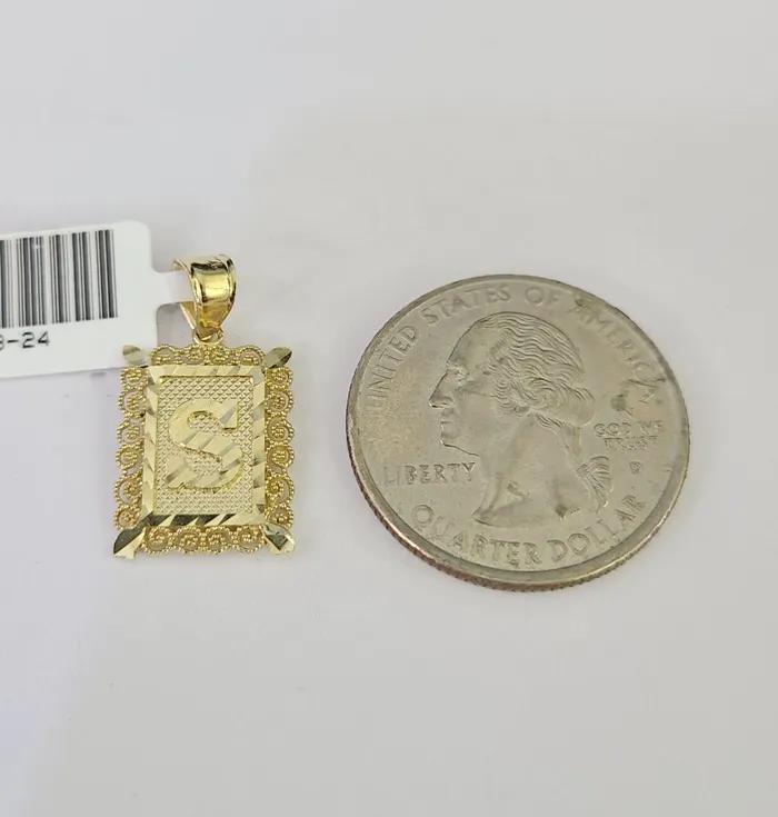 Necklaces Gold and Diamond 10k Gold Initial S Charm Rope Chain 1626 25mm SET Necklace Alphabet Pendant