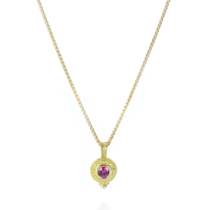 Necklaces Red Sapphire Step Circle Pendant Necklace Barbara Heinrich