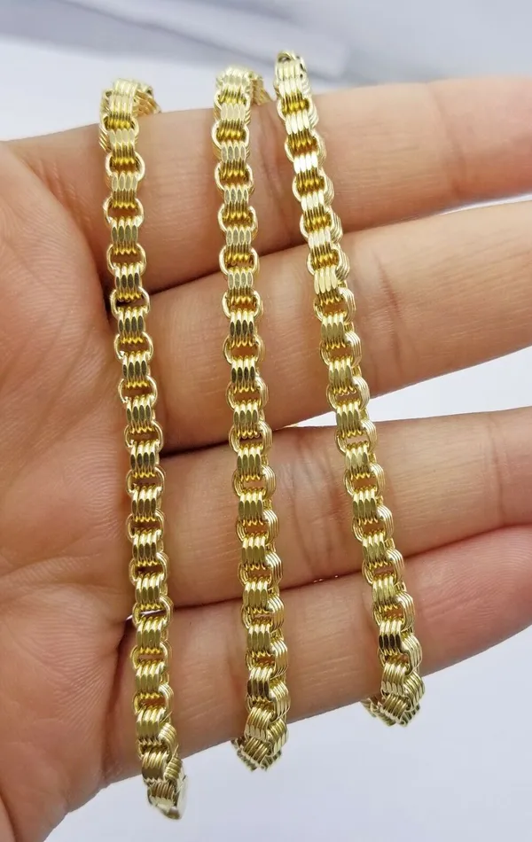 Real 10k Yellow Gold Byzantine Chain Necklace 20 Inch 4mm real Gold Men Gold and Diamond Necklaces Real 10k Yellow Gold Byzantine Chain Necklace 20 Inch 4mm real Gold Men Gold and Diamond Necklaces
