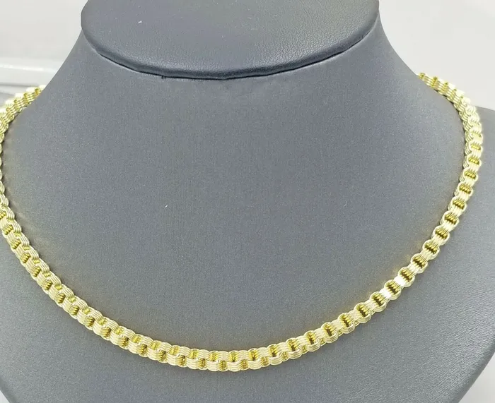 Real 10k Yellow Gold Byzantine Chain Necklace 20 Inch 4mm real Gold Men Gold and Diamond Necklaces