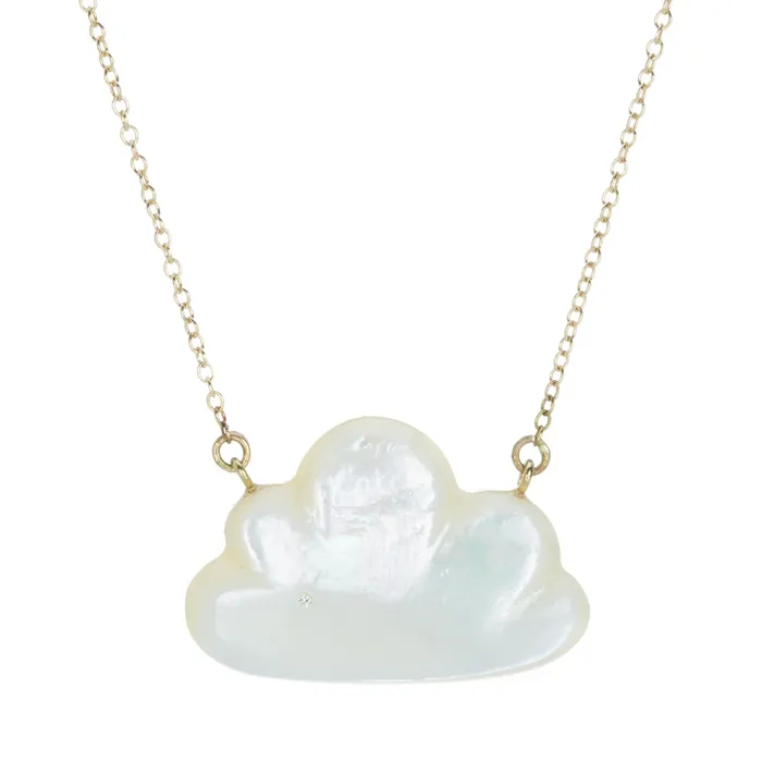 Small 14k Mother of Pearl Cloud Pendant Necklace Annette Ferdinandsen Necklaces Small 14k Mother of Pearl Cloud Pendant Necklace Annette Ferdinandsen Necklaces