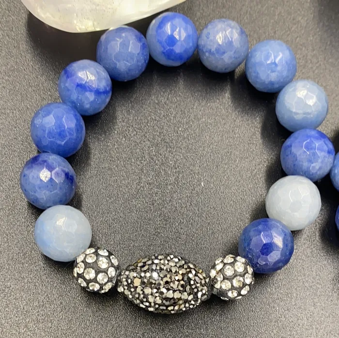 Sophiareneboutique Bracelets Faceted Blue Jade Bracelet