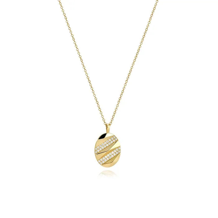 Alev Jewelry Oval Double Pave Stripe Necklace Necklaces