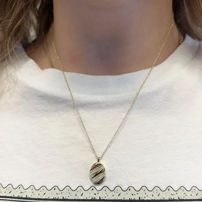 Alev Jewelry Oval Double Pave Stripe Necklace Necklaces