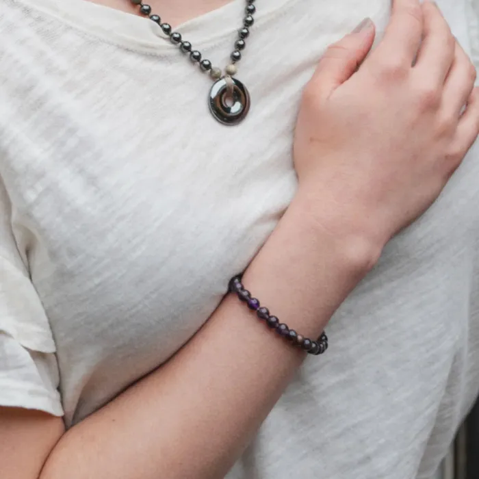Bracelets Ashley Jewels Hematite And Amethyst Bracelet