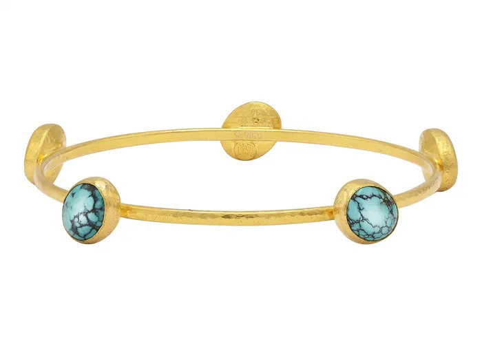 Bracelets GURHAN Rune Gold Turquoise Stacking Bangle Bracelet 5Stone GG GOLD OOAK Bracelets GURHAN Rune Gold Turquoise Stacking Bangle Bracelet 5Stone GG GOLD OOAK