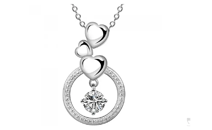 Cubic Zirconia Crystal Heart Round Pendant Necklace For Women sparklingselections Necklaces Cubic Zirconia Crystal Heart Round Pendant Necklace For Women sparklingselections Necklaces