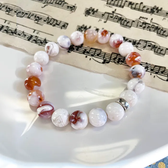 Elisa Ilana Bracelets White Porcelain Agate Stretchy Bracelet