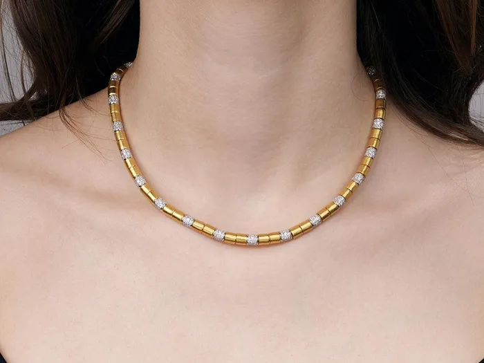 GG GOLD COR GURHAN Vertigo Gold Diamond SingleStrand Beaded Short Necklace 55mm Smooth Beads White Gold Pave Stations Necklaces GG GOLD COR GURHAN Vertigo Gold Diamond SingleStrand Beaded Short Necklace 55mm Smooth Beads White Gold Pave Stations Necklaces