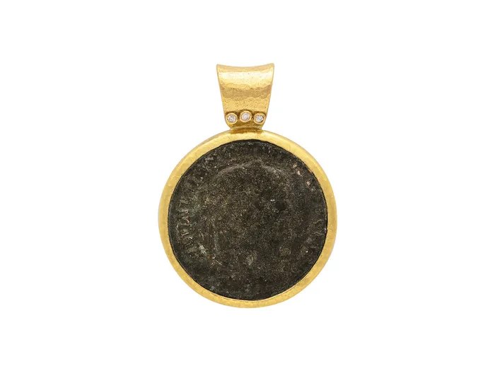 GG GOLD OOAK GURHAN Mens Gold Coin Pendant 26mm Round Necklaces