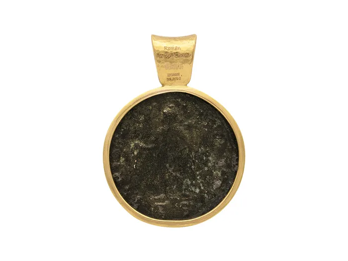GG GOLD OOAK GURHAN Mens Gold Coin Pendant 26mm Round Necklaces