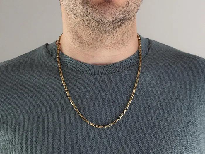 GG SILVER NEW Necklaces GURHAN Mens Sterling Silver Link Short Necklace Rectangle Links GG SILVER NEW Necklaces GURHAN Mens Sterling Silver Link Short Necklace Rectangle Links