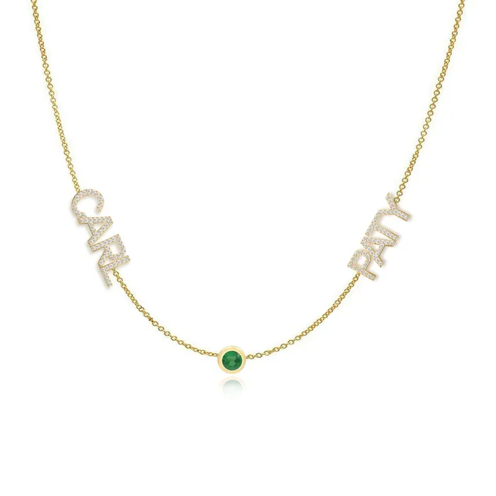 Necklaces Alev Collection Two Diamond Names and Charm Necklace