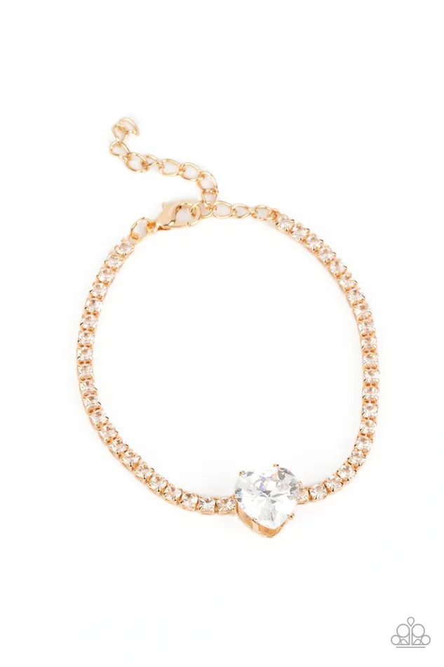 Bedazzled Beauty Gold Bracelet Jewelry by Bretta Paparazzi Accessories Bracelets