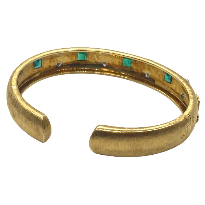 Bracelets Buccellati Emerald Diamond 18k Gold Cuff Bracelet Buccellati