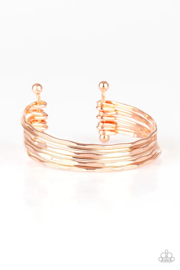 Bracelets Paparazzi Accessories Timelessly Textured Rose Gold Cuff Bracelet Jewelry by Bretta