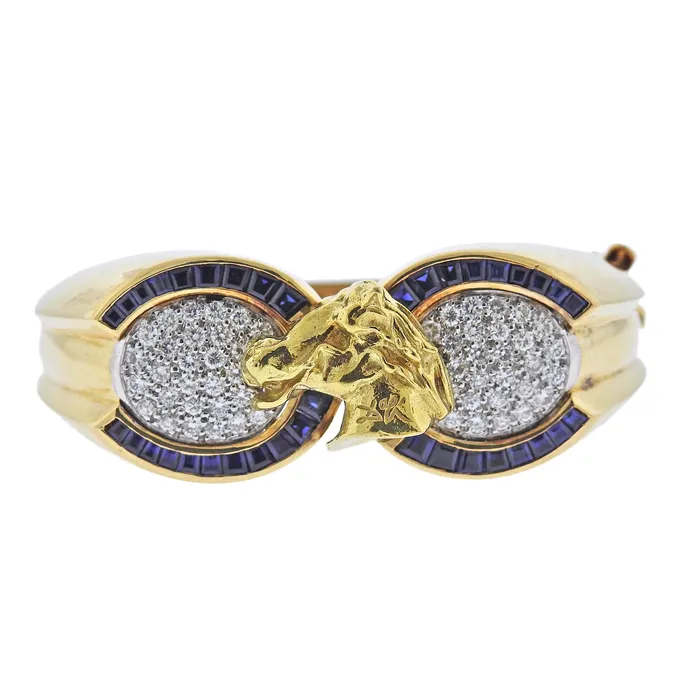 Bracelets Salvador Dali Limited Edition Diamond Sapphire Gold Horse Head Bracelet Salvador Dali Bracelets Salvador Dali Limited Edition Diamond Sapphire Gold Horse Head Bracelet Salvador Dali