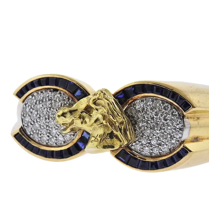 Bracelets Salvador Dali Limited Edition Diamond Sapphire Gold Horse Head Bracelet Salvador Dali Bracelets Salvador Dali Limited Edition Diamond Sapphire Gold Horse Head Bracelet Salvador Dali
