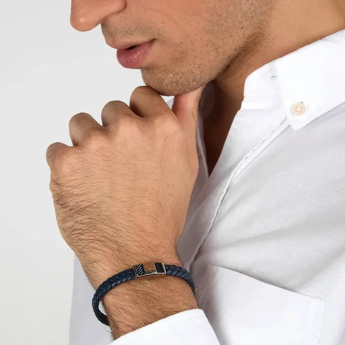 Maserati Bracelets Maserati Mens Bracelet Recycled Leather Stainless Steel and Recycled Leather 191cm