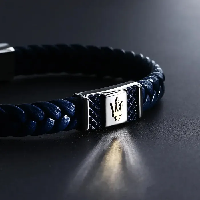 Maserati Bracelets Maserati Mens Bracelet Recycled Leather Stainless Steel and Recycled Leather 191cm