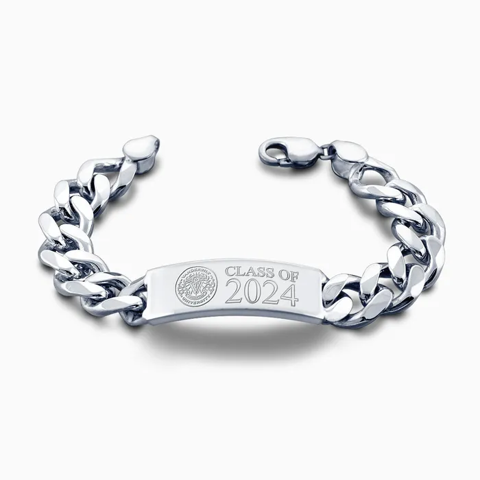 Sandy Steven Engravers Bracelets Engravable Mens 400Gauge Sterling Silver CubanLink Graduation ID Bracelet 15 mm Sandy Steven Engravers Bracelets Engravable Mens 400Gauge Sterling Silver CubanLink Graduation ID Bracelet 15 mm