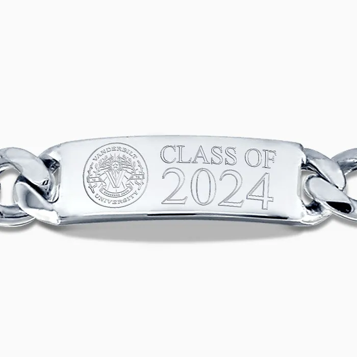 Sandy Steven Engravers Bracelets Engravable Mens 400Gauge Sterling Silver CubanLink Graduation ID Bracelet 15 mm