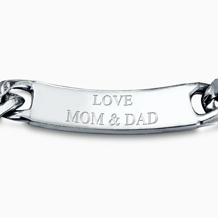 Sandy Steven Engravers Bracelets Engravable Mens 400Gauge Sterling Silver CubanLink Graduation ID Bracelet 15 mm