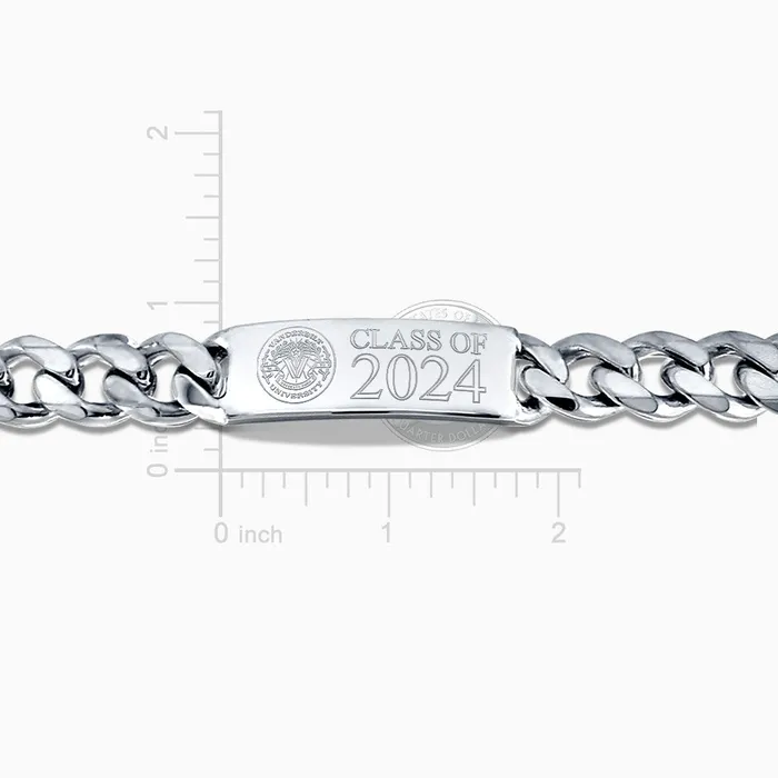 Sandy Steven Engravers Bracelets Engravable Mens 400Gauge Sterling Silver CubanLink Graduation ID Bracelet 15 mm