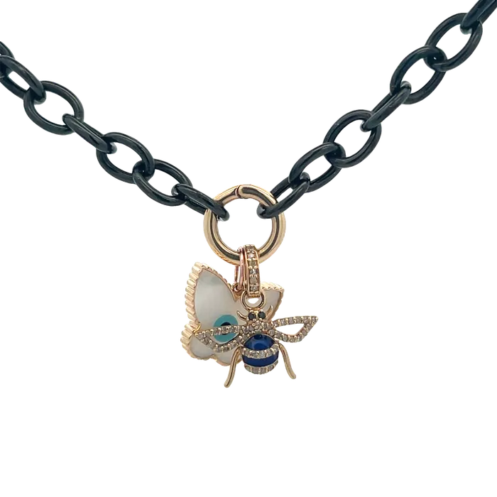 Sapphire And Diamond 14 Karat Bee and Butterfly Necklace YaninaCo Jewelry Necklaces Sapphire And Diamond 14 Karat Bee and Butterfly Necklace YaninaCo Jewelry Necklaces