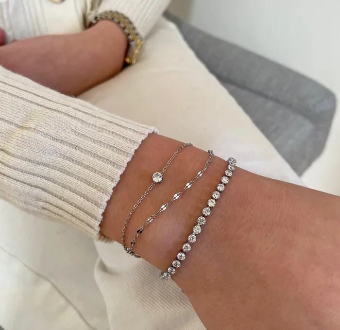 Bracelets Mai Dsire BIJOU SILVER DAINTY DUO SOLITAIRE BRACELET