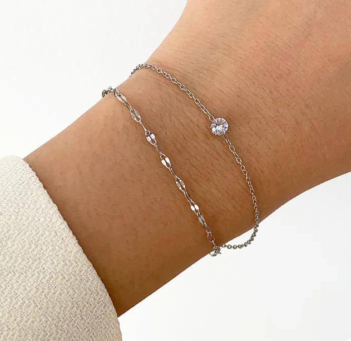 Bracelets Mai Dsire BIJOU SILVER DAINTY DUO SOLITAIRE BRACELET