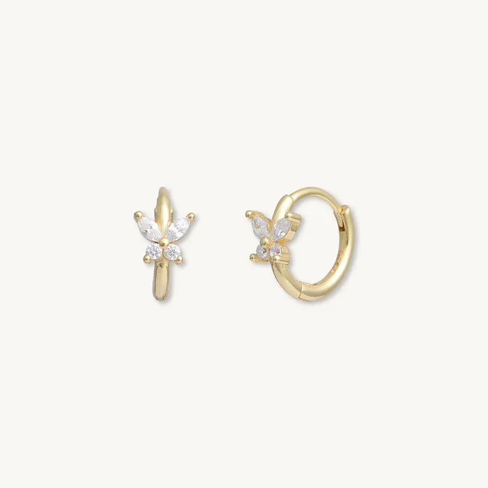 Camile Stone Earrings Butterfly Zirconia Huggie Earrings