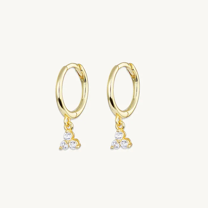 Camile Stone Earrings Lotus Dangling Hoop Earrings