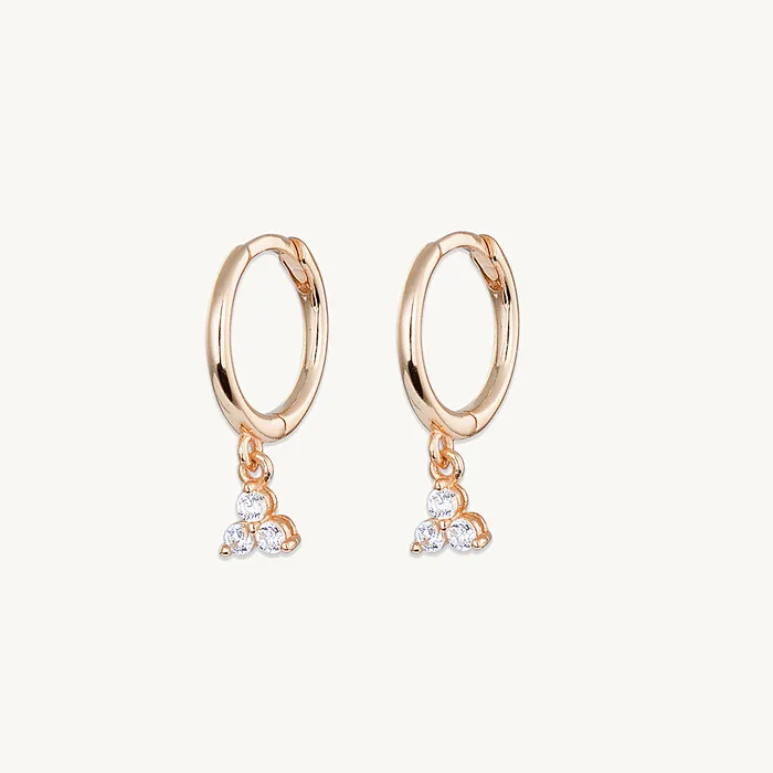 Camile Stone Earrings Lotus Dangling Hoop Earrings