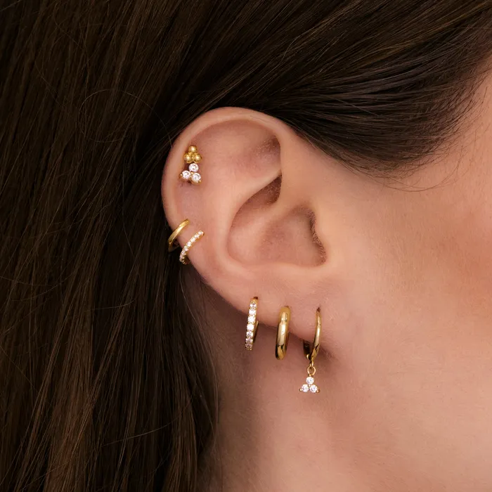 Camile Stone Earrings Lotus Dangling Hoop Earrings