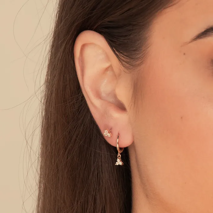 Camile Stone Earrings Lotus Dangling Hoop Earrings