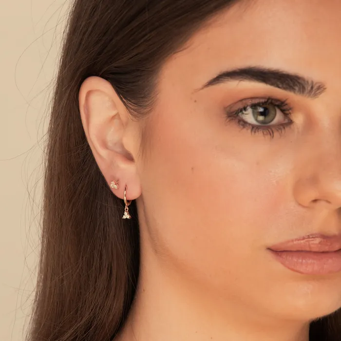Camile Stone Earrings Lotus Dangling Hoop Earrings