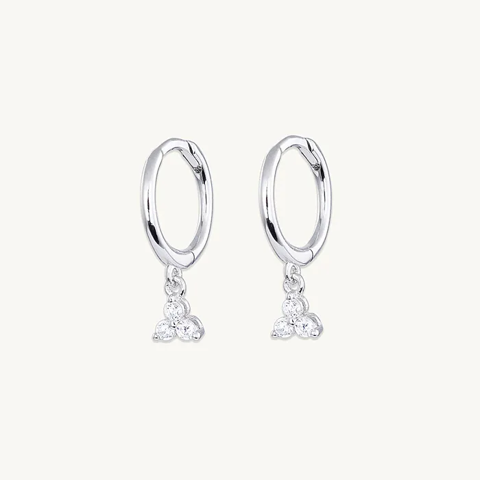 Camile Stone Earrings Lotus Dangling Hoop Earrings