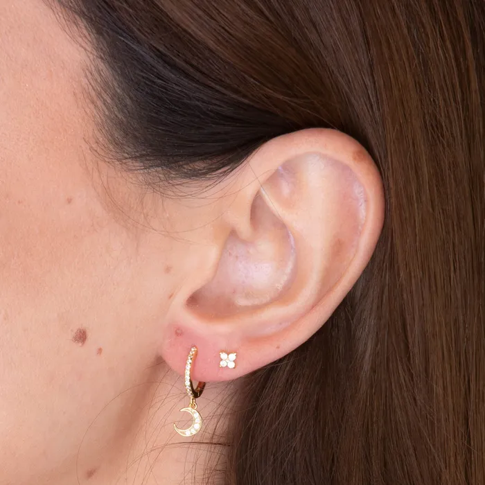 Camile Stone Earrings Moon Sapphire Huggie Earrings